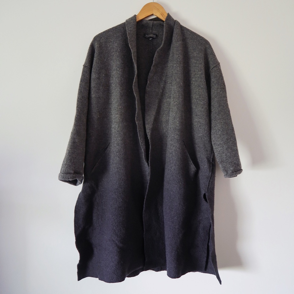 Eileen Fisher 100% Wool Long Ombr Cardigan Sweater With Pockets